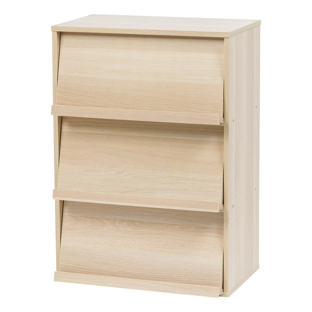 3-Tier Wood Shelf with Pocket Doors, Light Brown, Collan Series - IRIS USA, Inc.