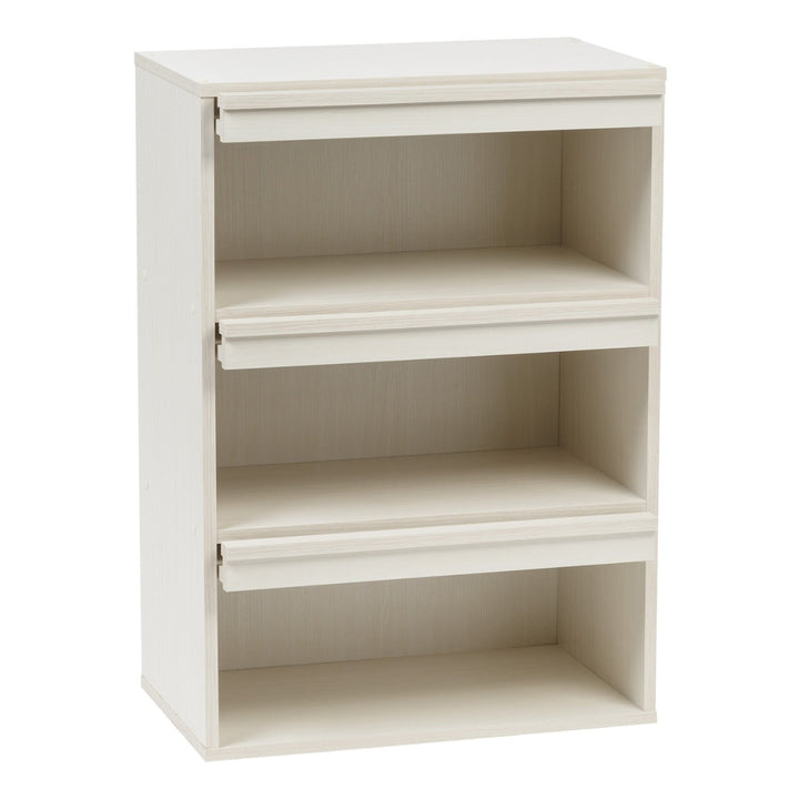 3-Tier Wood Shelf with Pocket Doors, Off White, Collan Series - IRIS USA, Inc.