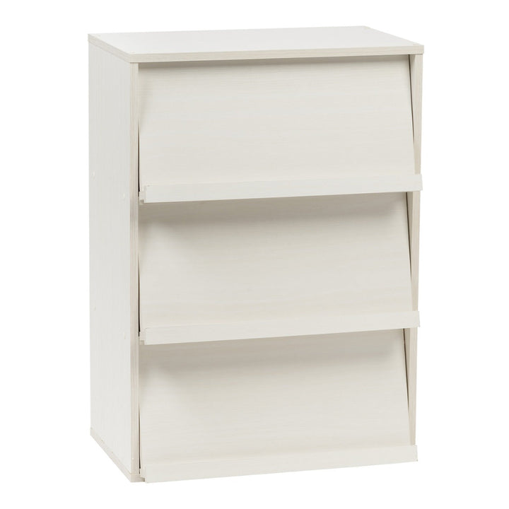 3-Tier Wood Shelf with Pocket Doors, Off White, Collan Series - IRIS USA, Inc.