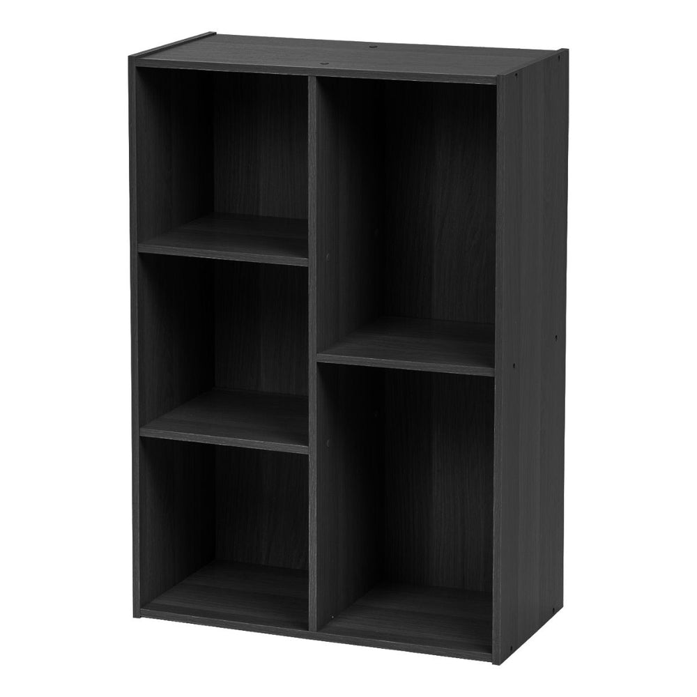5-Compartment Wood Organizer Bookcase Storage Shelf, Black - IRIS USA, Inc.
