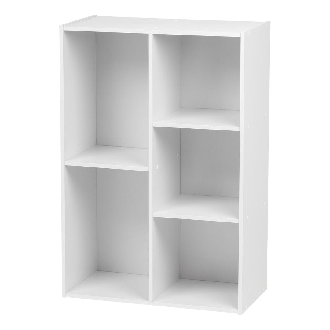 5-Compartment Wood Organizer Bookcase Storage Shelf, White - IRIS USA, Inc.