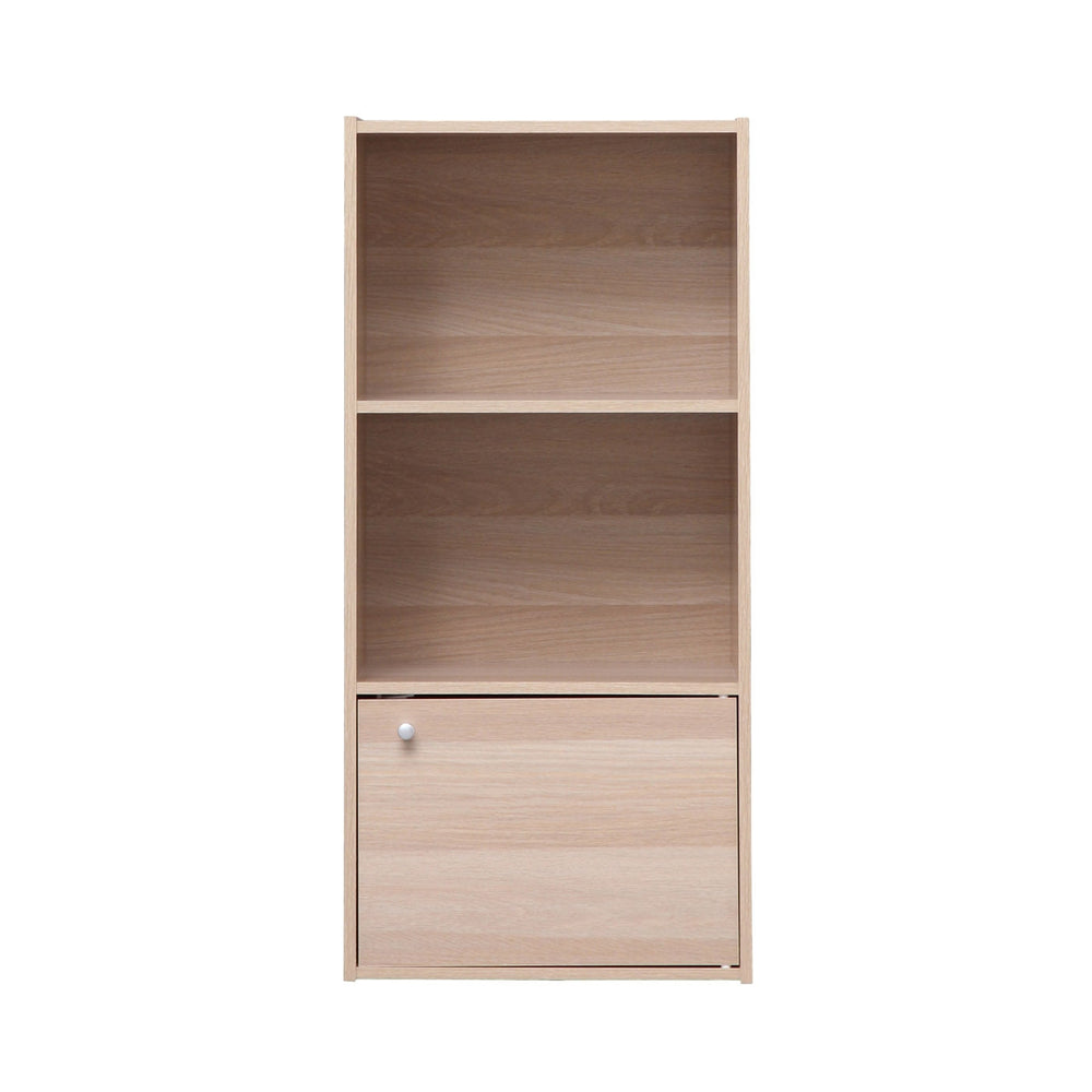 3 tier wood storage shelf with door front