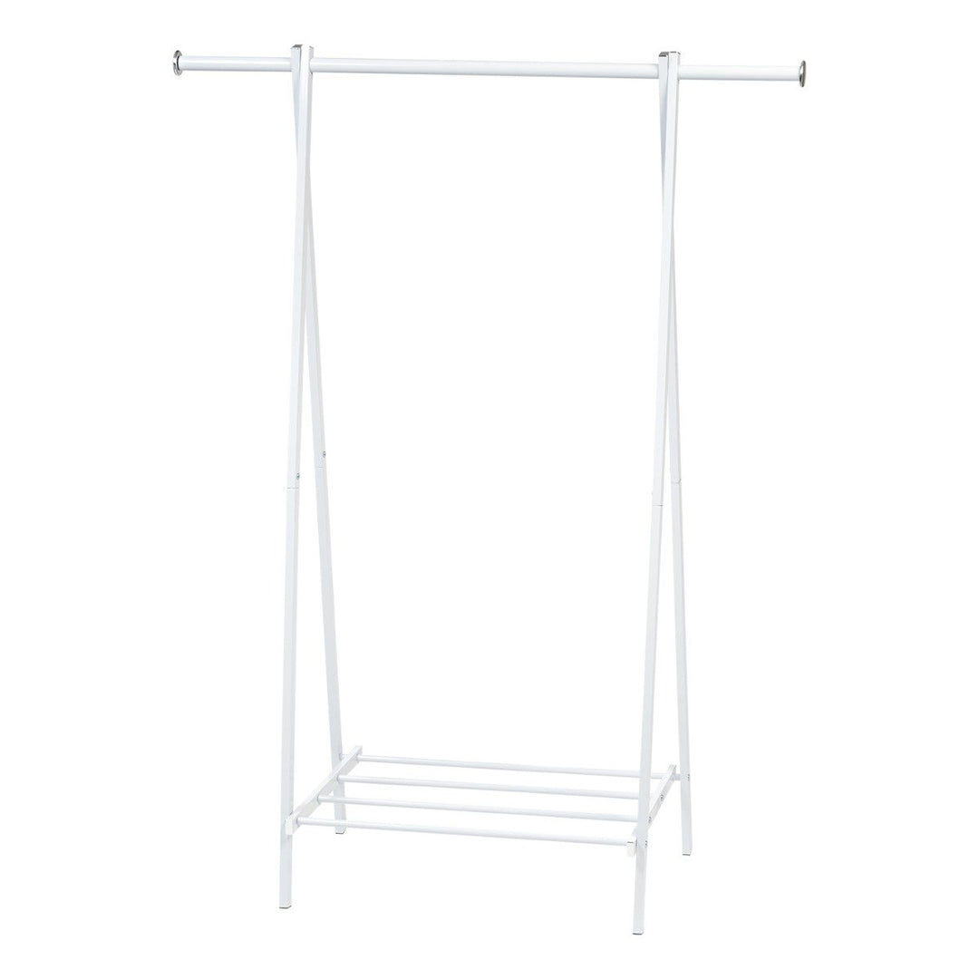Metal Garment Rack with Slatted Shelf - image 1#color_white