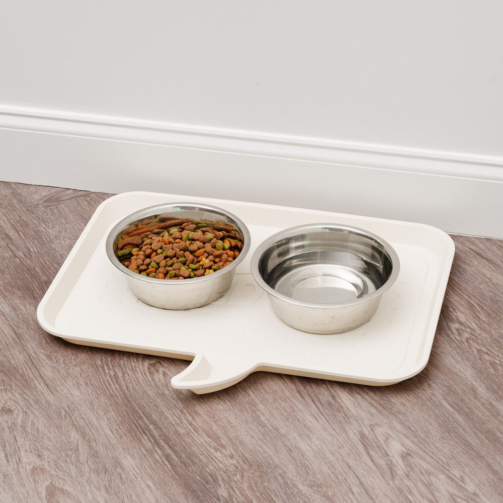 Medium "FEED ME" Feeding Mat for Dog or Cat, Ivory - IRIS USA, Inc.