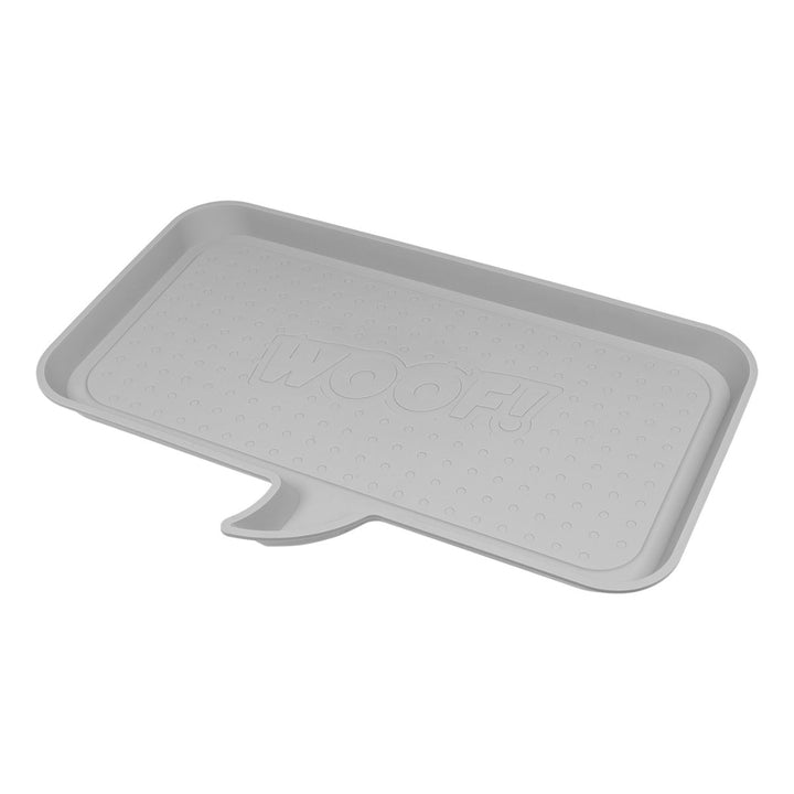 Large "WOOF" Feeding Mat for Dog or Cat, Light Gray - IRIS USA, Inc.