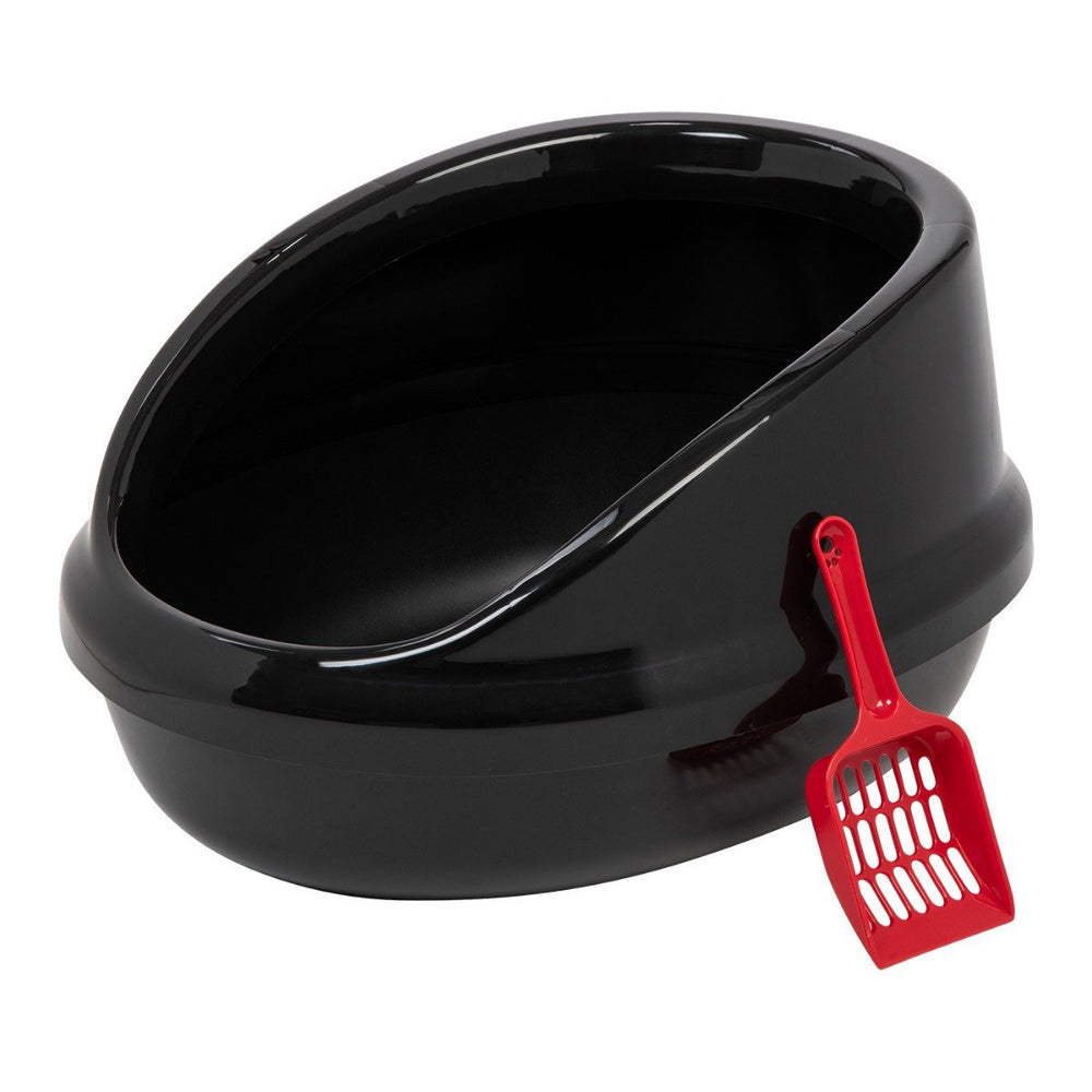 Open-Top Cat Litter Oval Pan - image 2#color_black
