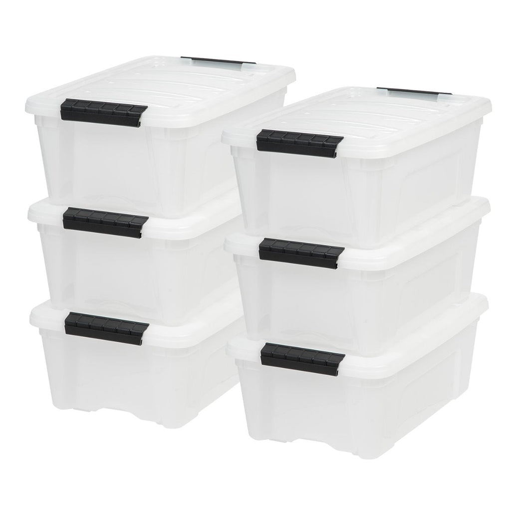 IRIS USA 12 Quart Stackable Plastic Storage Bins with Lids and  Latching Buckles, 6 Pack - Clear, Containers with Lids and Latches, Durable  Nestable Closet, Garage, Totes, Tubs Boxes Organizing : Everything Else