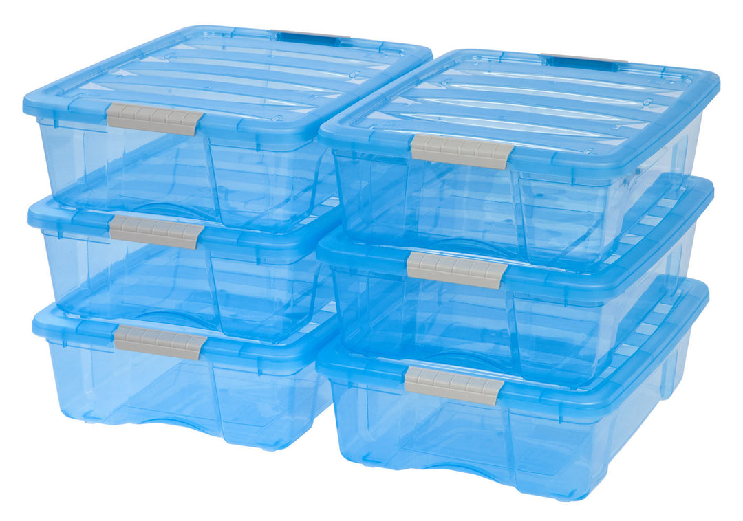 Stack & Pull™ Storage Box - 26 QT, 6 Pack, Trans Blue - IRIS USA, Inc.