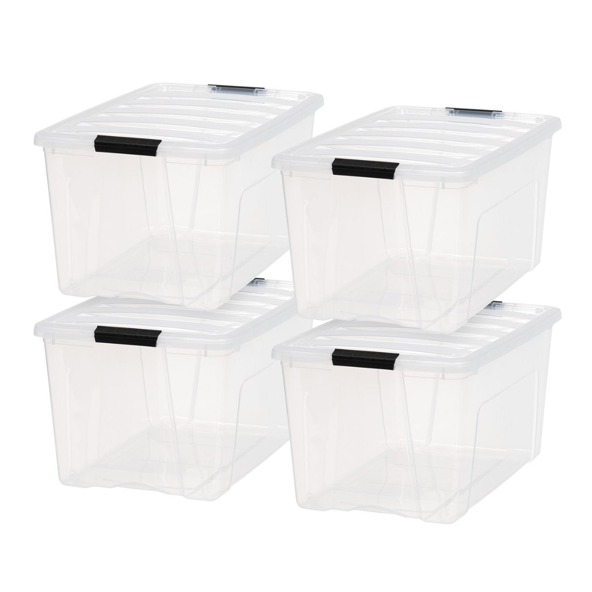 IRIS 72 QT. Stack & Pull Clear Storage Box, Lid Gray (Pack of 3) 500150 -  The Home Depot