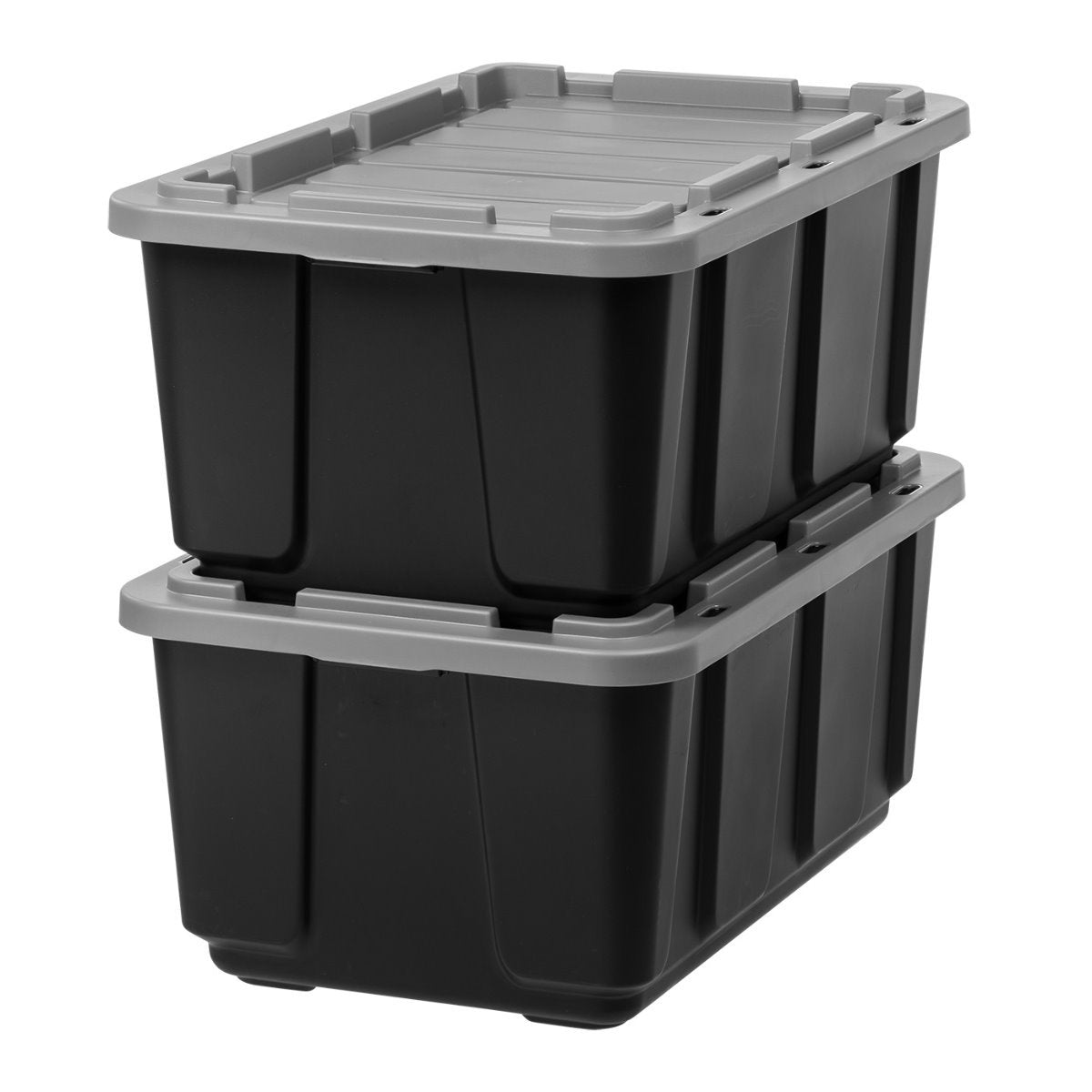 IRIS USA 20 Gallon Heavy-Duty Storage Plastic Bin Tote Container, Black,  Set of 4