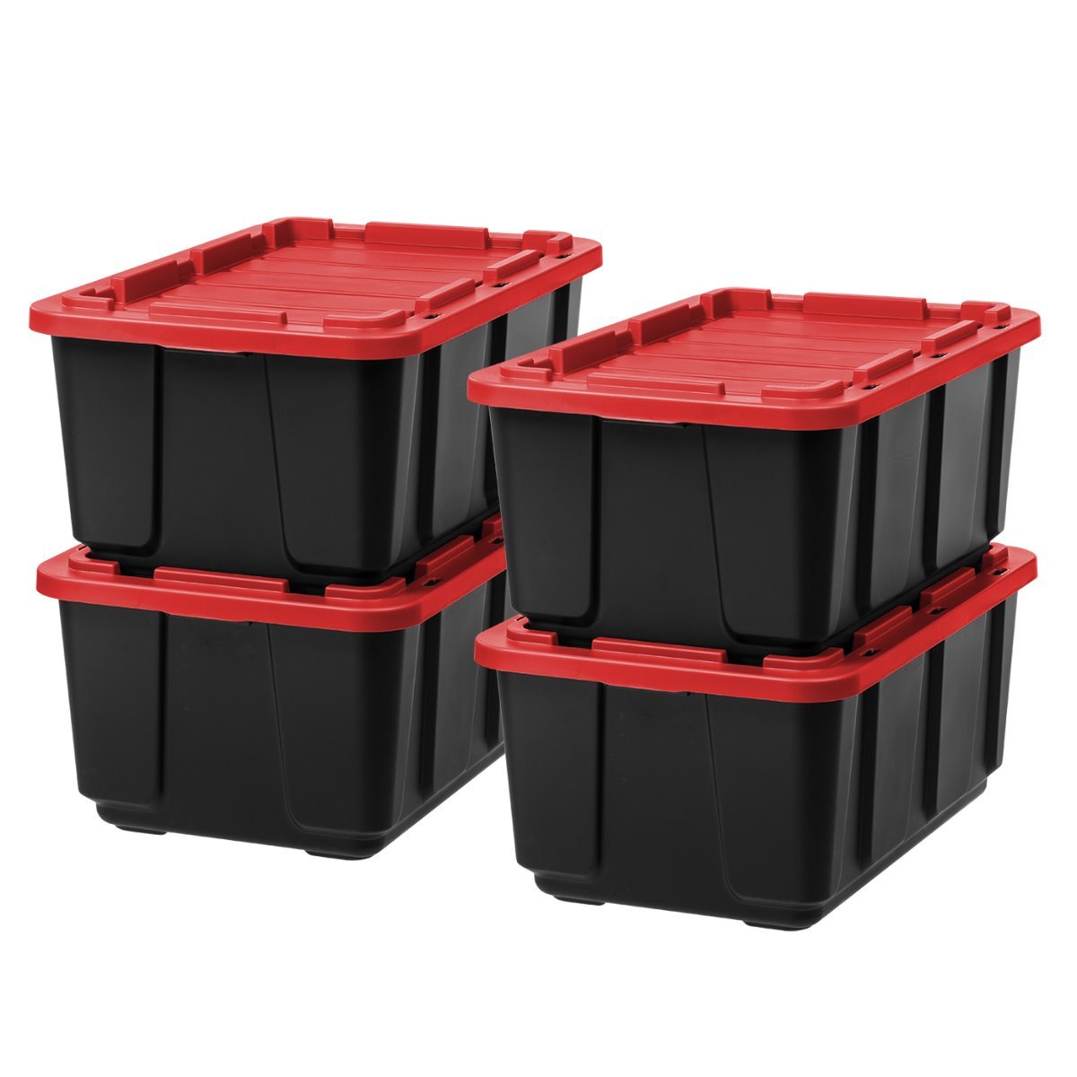 Tough Box 64 Gallon Heavy Duty Storage Tote With Wheels, Black/Red