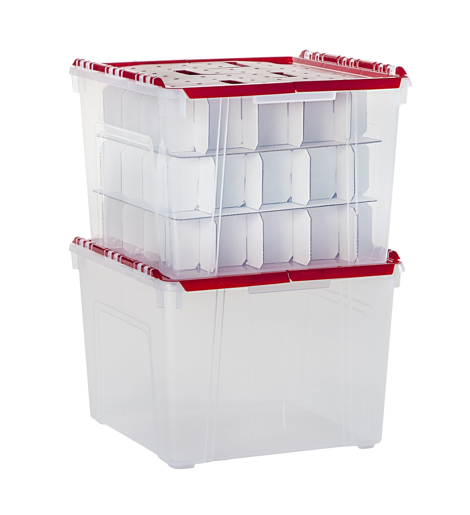 IRIS USA 56.8 L (60 US Qt.) Ornament Storage Box with Hinged Lid and  Dividers, 2-pack, Plastic Organization Container Bin for Holiday  Decorations and