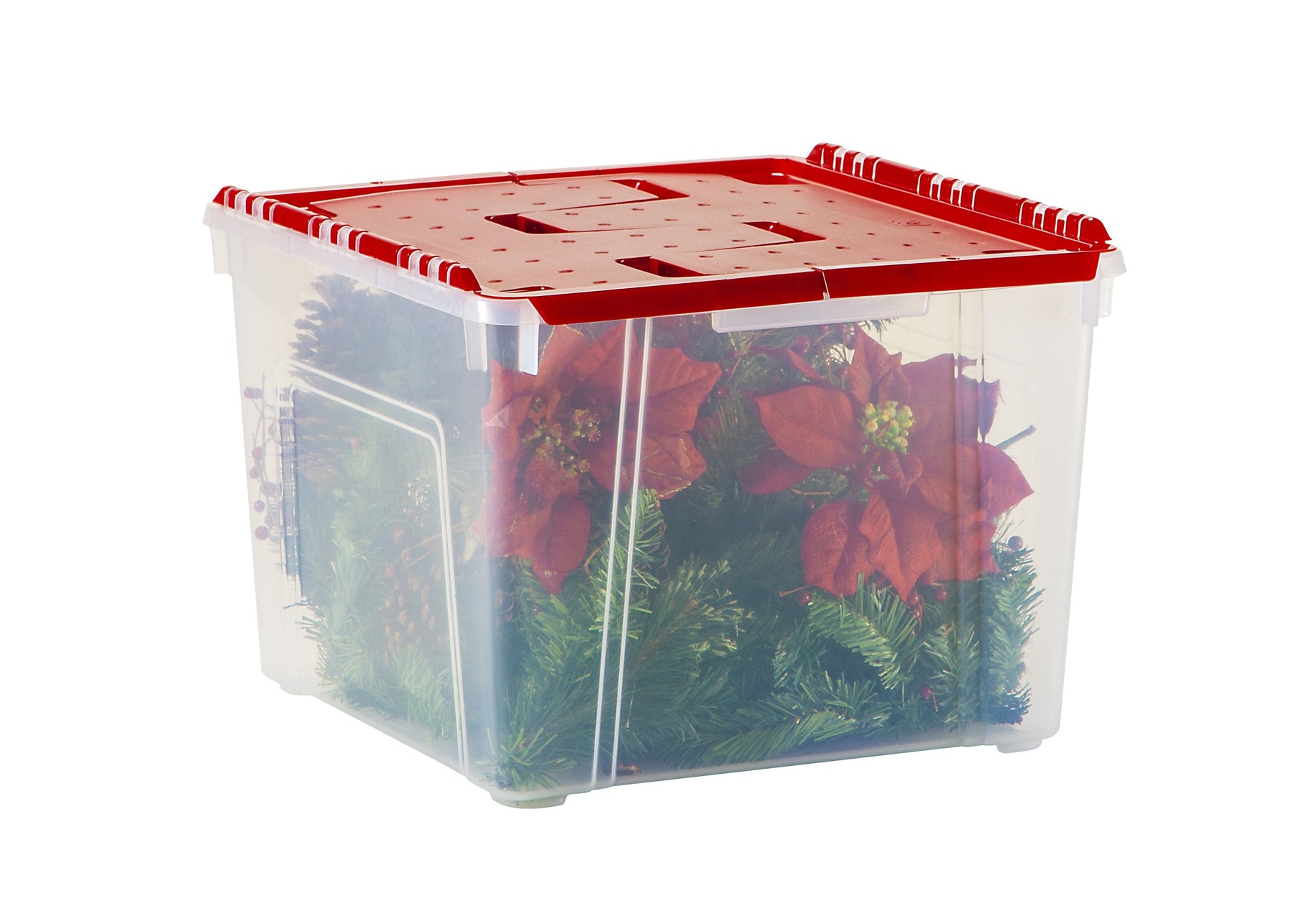 IRIS USA 2Pack 60qt Plastic Clear Ornament Storage Box with Hinged Lid and  Dividers, Red, 2 units - Fry's Food Stores